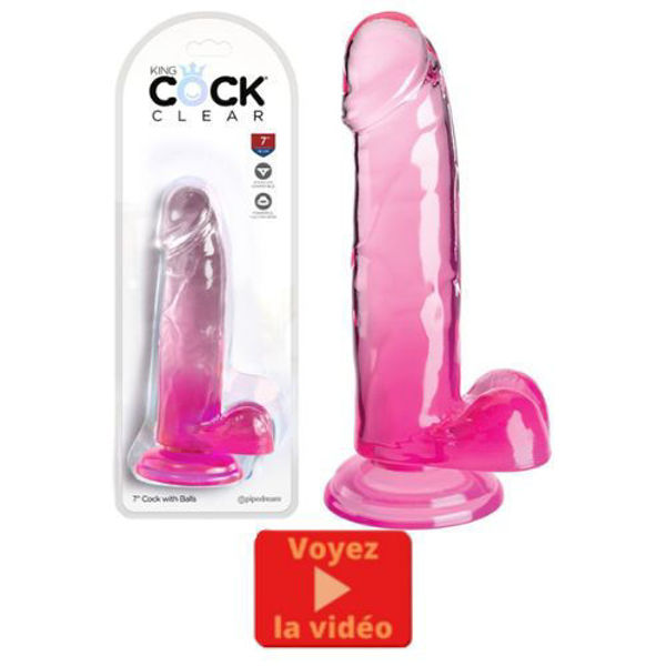 Picture of King Cock Clear 7" With Balls - Pink