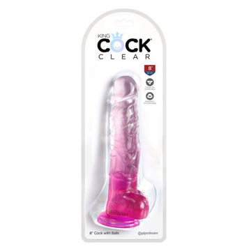 Image de King Cock Clear 8" With Balls - Pink