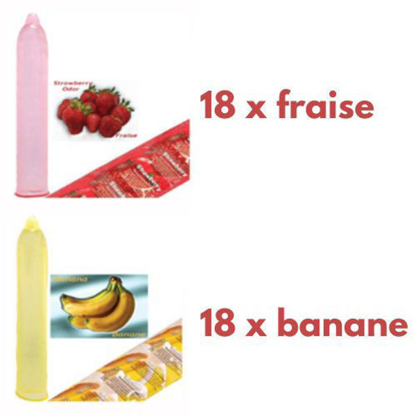 Image de Condom Trustex pqt 36 (18 x Fraise) (18 x Banane)