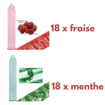 Image de Condom Trustex pqt 36 (18 x Fraise) (18 x Menthe)