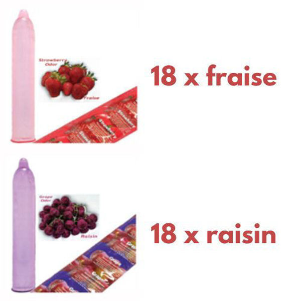 Image de Condom Trustex pqt 36 (18 x Fraise) (18 x Raisin)