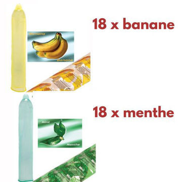 Image de Condom Trustex pqt 36 (18 x banane) (18 x menthe)