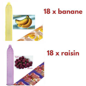 Image de Condom Trustex pqt 36 (18 x banane) (18 x raisin)