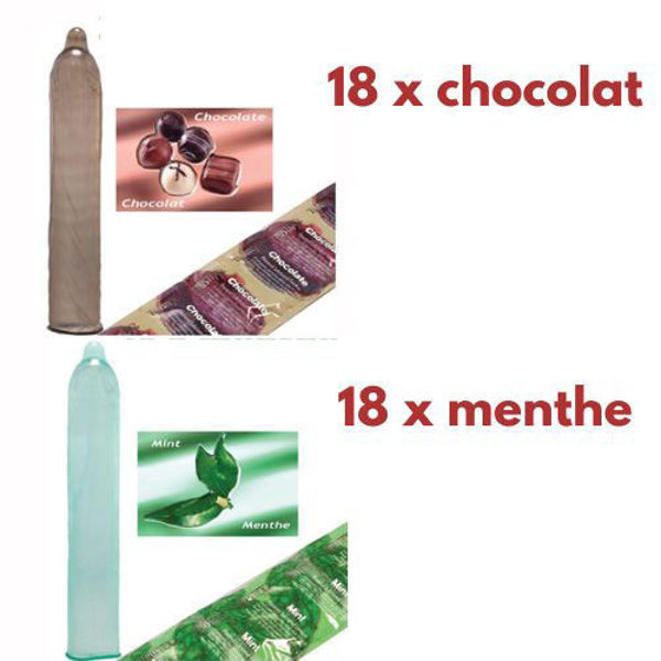 Image de Condom Trustex pqt 36 (18 x Chocolat) (18 x Menthe)