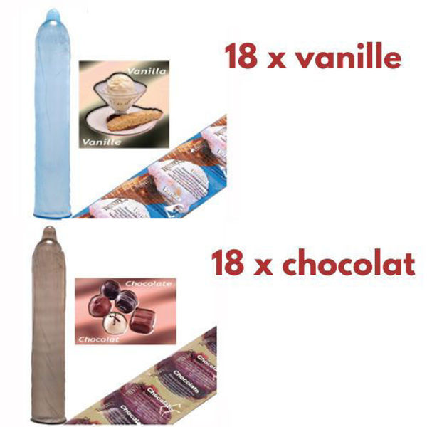 Image de Condom Trustex pqt 36 (18 x chocolat) (18 x vanille)